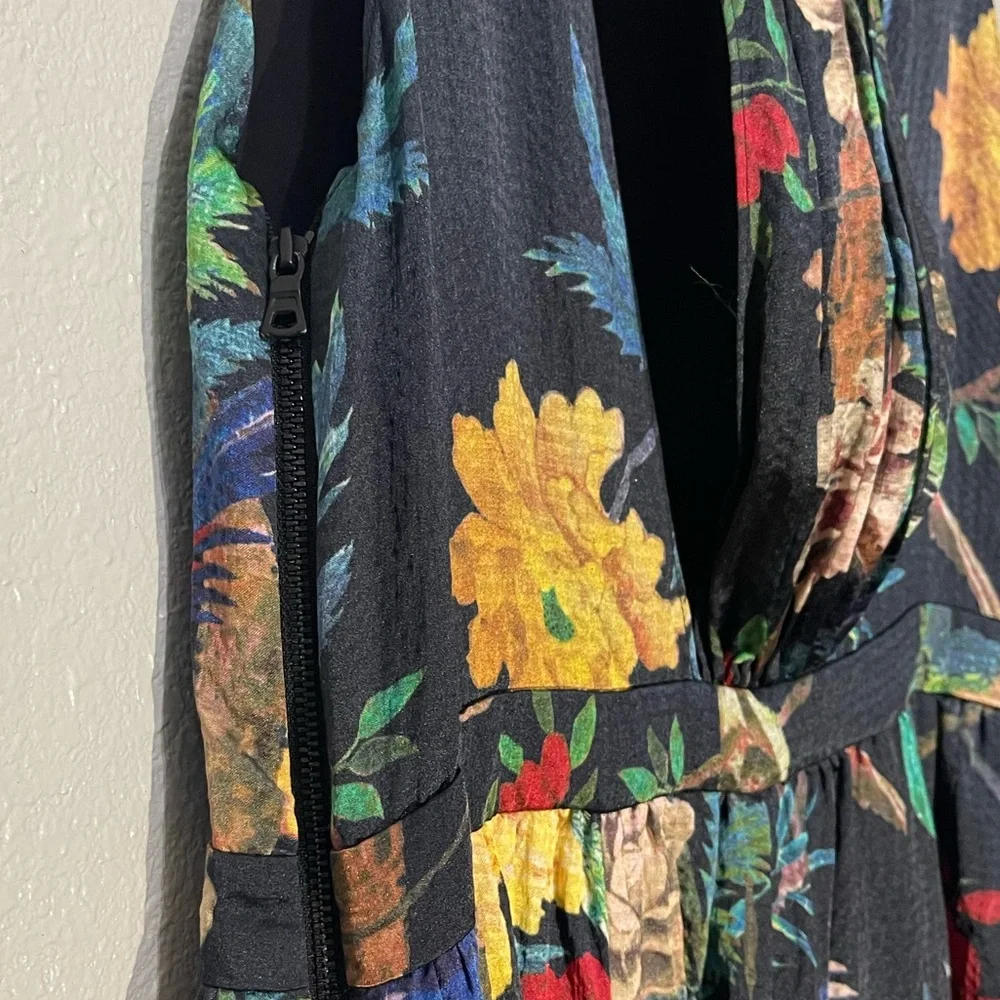 Alice + Olivia Black Floral Elis Dress - Size 8 - Picture 4 of 9